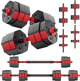 BIERDORF Professional Grade Adjustable Weights Dumbbells Set of 2 Weight Set for Home Gym 3 In 1 Used as Barbell, Dumbbell, Push up Bars 44LB/66LB Free Weights Dumbbells Set for Women and Men