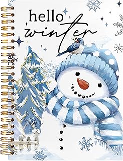 BearCake Winter Snowman Notebook Journal,Snowman Gifts,Cute notebook for note taking,Christmas Notebook Journal,Notebook Gifts for Christmas,Hello Winter Notebook,Hardcover Spiral Notebook 5.5x8.3