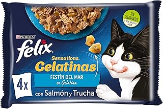 PURINA FELIX Men's Sensations Jellies Selection Fish Feast in Gelatina، بني، S