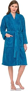 Women's Soft Plush Robe Fleece Kimono Spa Bathrobe