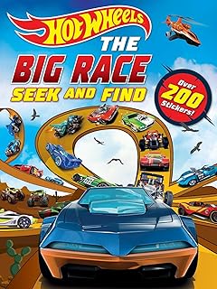 Hot Wheels: The Big Race Seek and Find: مرخص رسميًا بنسبة 100 من شركة Mattel أكثر 200 ملصق مثالي لركوب السيارات للأطفال سن 4 إلى 8 سنوات