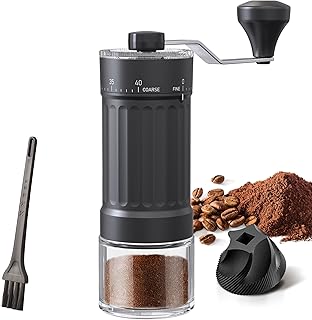 OrkeyDolk® External Adjustable Manual Coffee Grinder with High Precision Contemporary Ceramic Cone Grinder 40 Level Adjustment Suitable for Aeropress, Pour Over and Moka Jugs