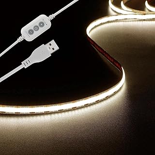 شريط اضاءة COB LED بمنفذ USB بتصميم مرن وقابل للقص 5 فولت 4000 كلفن CRI85+ بعدد 480 قطعة لكل متر للاضاءة الخلفية للتلفزيون وغرفة النوم والخزانة والمطبخ - لون ابيض - طول 1.50 من ديفين