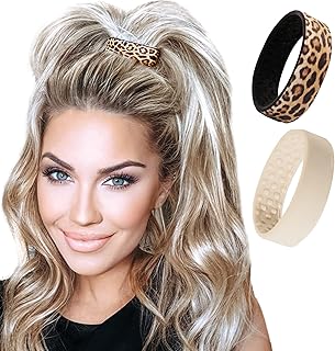 PONY-O Medium for Fine to Normal Hair or Slightly Thick Hair - Revolutionary Hair Tie Alternative Ponytail Holders - 2 Pack Leopard and Light blonde Original Patented Hair Styling Accessories