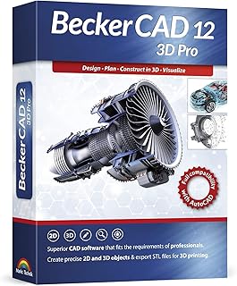 بيكر CAD 12 3D PRO - برمجيات متطورة ثنائية الأبعاد وثلاثية الأبعاد للمهنيين - ل3 قطع - متوافق بنسبة 100% مع AutoCAD وويندوز 10 و8 و7