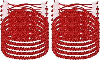 حبل يد كابالا احمر 12 قطعة مضفر قابل للتعديل للحظ السعيد سوار للحماية والنجاح والصداقة والتخرج وعيد الميلاد والعشاق هدية للرجال والنساء والبنات والاولاد