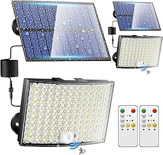 Solar Lights Led Outdoor Garden 【2 Packs】,【268LED/5Modes/7M】 Solar Light Outdoor Garden with Motion Sensor, 2200mAh Solar Outdoor Led Spotlights, Remote IP65 Solar Light Outdoor Garden, Garage