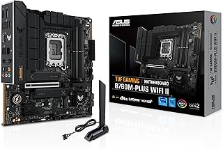 لوحة ام للالعاب b760m-بلس واي فاي ii انتل b760 lga 1700 matx من توف للالعاب(pcie 16.4 قدم 2 فتحات،ddr5،واي فاي6e،هوائي Q،ايثرنت 2.5جيجابايت،منفذ عرض،HDMI،ساتا 6 جيجابايت،يو اس بي 20 جيجابايت/ثانية)