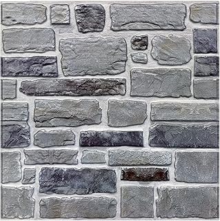 COMSTICKC 3D Self-Adhesive Wall Panels, Pack of 10, Wall Cladding, Self-Adhesive Stone Look, Brick, 3D PVC Wall Panels, 30 x 30 cm, 3D Wall Panel for Living Room, Bedroom, Kitchen, Interior Wall