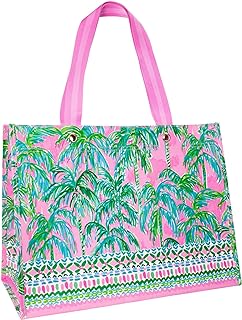 Lilly Pulitzer XL Market Shopper Bag, Oversize Reusable Grocery Tote with Comfortable Shoulder Straps