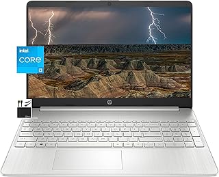 HP احدث لابتوب 2022 بشاشة HD 15.6 انش ومعالج انتل i3-1115G4 ثنائي النواة (حتى 4.1GHz ويتفوق على i5-1030G7) وSSD 256GB وكاميرا ويب وبطارية اكثر من 11 ساعة وويندوز 11 S وكيبلات ماركسول، فضي طبيعي