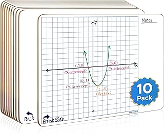 سبورة بيضاء قابلة للمسح الجاف (مجموعة من 10 لوحات) 11×14 انش، لوح مسح جاف مزدوج الجوانب مع شبكة للمنزل والمدرسة والفصول الدراسية للاطفال والطلاب، لوحة شبكية محمولة للرسم البياني والهندسة