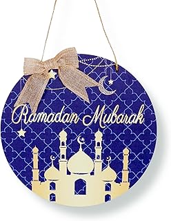 ONEHAUS Ramadan Door Sign Ramadan Kareem Wooden