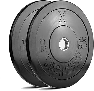 X Training Equipment Premium Black Bumper Plate Solid Rubber with Steel Insert - Great for Crossfit Workouts