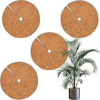 FairyPeach 35 cm Coconut Mats Winter Protection, 4 Pieces Round Coconut Mat, Coconut Mulch Disc, Coconut Mats for Plants, Thickness is 5 mm, Plants Keep Warm, Protect Against Frost and Cold, Naturally