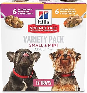 Hill's Science Diet Adult Small Paws Canned Dog Food Variety Pack, Chicken & Vegetables, Beef & Vegetables, 3.5 oz, 12 Pack wet dog food