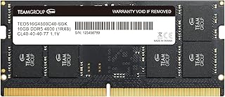 وحدة ذاكرة RAM سعة 16GB للابتوب DDR5 ايليت من تيم جروب بتوصيل SODIMM وتردد 4800MHz (PC5-38400) بتقنية CL40 بدون تجزئة او تخزين، مزودة بـ 262 سنة وتعمل بجهد 1.1 فولت - موديل TED516G4800C40-S01