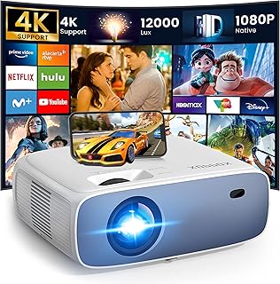 اكس او بي بي او اكس جهاز عرض خارجي HD 1080P، جهاز عرض منزلي محمول 300ANSI جهاز عرض صغير محمول 1080P متوافق مع HDMI وUSB واللابتوب والهواتف الذكية التي تعمل بنظام iOS واندرويد، ابيض