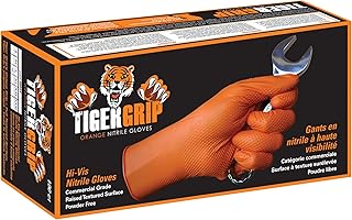 Kunzer Tiger Grip Chemical Resistant Nitrile Disposable Gloves Orange Tiger Grip Size