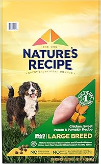 Nature’s Recipe Large Breed Grain Free Chicken, Sweet Potato & Pumpkin Recipe, Dry Dog Food, 24 Pounds (Packaging May Vary)