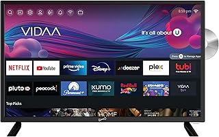 سوبر سونيك SC-2426SDVD LED سمارت HDTV 24 انش مع مشغل دي في دي، نظام ATSC وNTSC 3X HDMI، 1080p، واي فاي، USB، متعدد اللغات، تيار متردد/تيار مستمر، متوافق مع المنزل او المطبخ او التخييم ار في، سلك سيارة