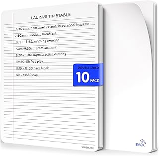 SCRIBBLEDO College Ruled Lined White Board Sheets for Students 9”x12” Dry Erase Board with Lines Sheets Ruled Writing Whiteboard Sheets Homeschool Supplies Teacher Classroom Pack of 10