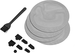 Ruimou 1Set PS5 Dust Protector Cover Kit (4pcs Dust Mesh Round Filter,7 Dust Plugs,1 Cleaning Brush)Compatible With PS5, PS5 Slim Game Console