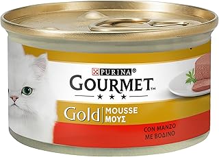 Gourmet Purina Gold Cat Food Wet Food, Beef - 24 Cans of 85 g (24 x 85 g)