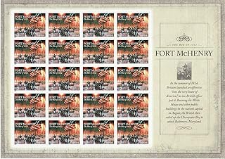 كتاب the war of 1812: fort mchenry sheet of 20 us forever stamps scott 4921