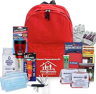 First My Family All-in-One Premium Disaster Preparedness Survival Kit with 72 Hours of Survival and First-Aid Supplies