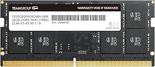 تيم جروب وحدة ذاكرة لاب توب ايليت سوديم DDR5 32GB 5600Mhz (PC5-44800) CL46 بدون اي سي سي غير مخزنة 1.1 فولت 262 دبوس - TED532G5600C46A-S01