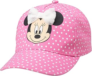 Girls' Minnie Mouse Baseball Cap - 3D Bow Curved Brim Strap Back Hat (4-7)