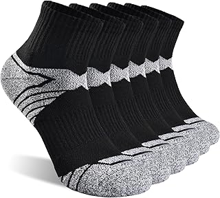 YCQQPRO Trainer Socks, Cushioned Quarter Socks, Short Running Socks with Thick Terry Cloth Sole, Breathable Cotton Sports Socks for Men and Women, Unisex, Ankle High, 6 Pairs