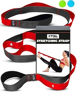 Stretching Strap with Loops - Non Elastic Stretch Band for Physical Therapy, Yoga Strap for Stretching Equipment, Stretch Bands for Exercise and Flexibility - Fascia, Hamstring & Leg Stretcher Belt