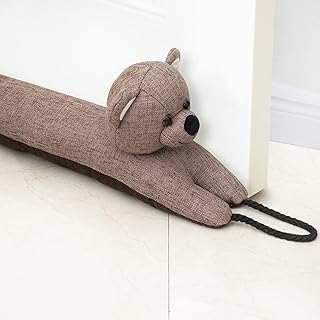 Marwood Under Door Draft Stopper Decorative Wind Stopper 42 inch for Door & Window, Weighted Animal Air Draft Stopper Snake Noise Blocker for Bottom of Door with Hanging Loops - Bear