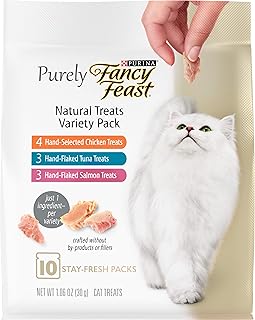 Purina فانسي فيست Natural Cat Treats Variety Pack, Purely Natural - (5) 10 ct. Pouches