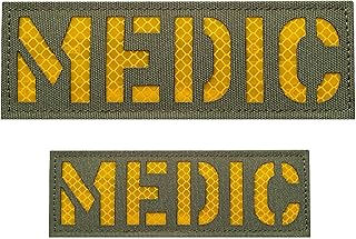 2 Pack Reflective Medic Patch Reflective Back Panel Medic Patch with Hook and Loop One Small and One Large Black (OD Green-Yellow)