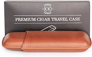 CASE ELEGANCE Two Cigar Travel Vegan Leather Case in Chestnut Brown