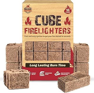 SOL 96 Cube Firelighters - Long-Lasting Natural Firelighters for Wood Burners, Camping Firestarters, BBQ & Fireplace Use, Reliable Fire Lighters for Easy Ignition & Consistent Burn Time