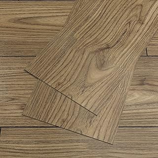 VEELIKE Peel and Stick Floor Tile Rolls with Soft Brown Wood Grain Vinyl Flooring Planks Self-Adhesive Sheet Flooring Waterproof Kitchen Floor Planks Laundry Bedroom Basement decor 90x15cm 36 Pcs