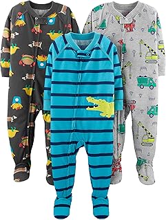 baby-boys 3-pack Loose Fit Flame Resistant Polyester Jersey Footed Pajamas Baby and Toddler Sleepers (pack of 3)