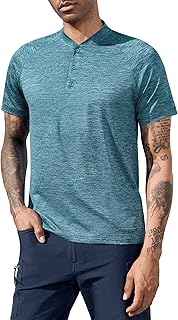 TAPULCO Mens Collarless Henley Golf Shirts Short Sleeve Dry Fit Casual Sports Athletic Tee Breathable Lightweight Tshirts Daily Wear