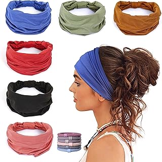 GILI Wide Headbands for Women Boho Knotted African Yoga Running Sports Workout Head Wraps