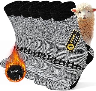 Cozyroam Merino Wool Thermal Socks for Men Women Winter Warm Socks Breathable Comfort Thick Cushion Winter Socks for Work Hiking Running Walking Skiing and Outdoor Sports, 3 Pairs