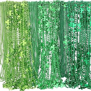 Silipull St. Patrick's Day Green Beads Necklaces Shamrock Beaded Necklaces Shamrock Necklace St Patrick's Day Accessories Gift for Party Decorations Costume Festival Event