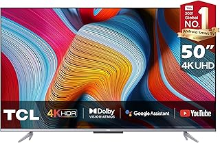 تي سي ال تلفزيون 50 بوصة 4K HDR دولبي فيجن معالج اندرويد MEMC حر اليدين - 50P725 (موديل 2021)، أسود