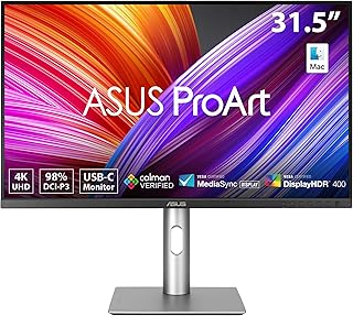 اسس شاشة برو ارت 32 انش 31.5 قابلة للعرض PA329CRV - IPS 4K UHD 3840 × 2160 98% DCI-P3 دقة الوان ΔE < 2 معتمد من كالمان USB-C PD 96 واط سلسلة ديزي فيسا ديسبلاي HDR400 أسود