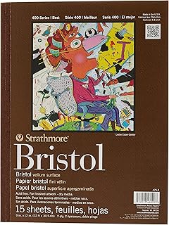 دفتر رسم من طبقتين من ستراثمور، دفتر بريستول بورق رقيق شفاف من سلسلة 400 22×30 سم، مثبت بشريط، 15 ورقة، 475-3، أبيض