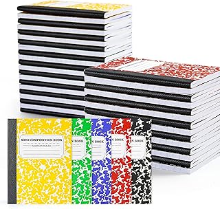 feela 40 Pack Mini Composition Notebook Bulk, Cute Pocket Composition Note Pad, Small Journal Notebooks for Students College School Supplies, 4.5" X 3.25", Narrow Ruled, 5 Marble Covers