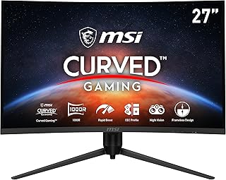 MSI شاشة العاب G271Cp، 1920×1080 (اف اتش دي)، في ايه، 165 هرتز، فري سينك بريميوم، اتش دي ام اي، ديسبلاي بورت، امالة، دوارة، ارتفاع قابل للتعديل، محوري، 27 انش، اسود